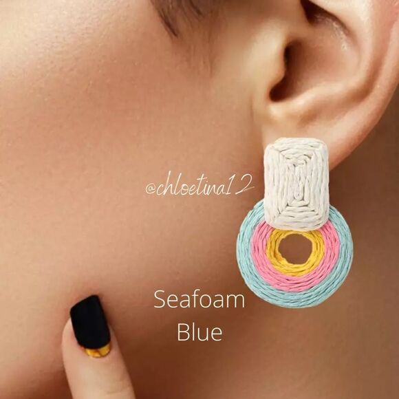 NEW Boho Braided Raffia Earrings - Picture 9 of 11